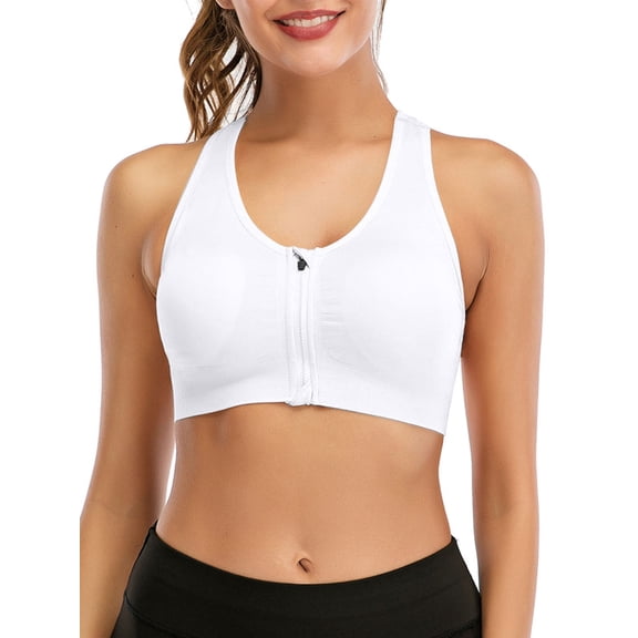 LELINTA Women's Zipper Front Racerback Sports Bra High Impact Workout Gym Activewear Yoga Bra Five Color