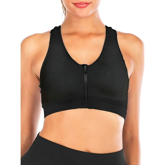 LELINTA Women's Zipper Front Racerback Sports Bra High Impact Workout Gym Activewear Yoga Bra Five Color
