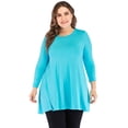 thumbnail image 1 of LELINTA  Womens Basic 3/4 Sleeve Tops Round Neck A-Line Tops Tunic Loose Fit T-Shirts Two Style, 1 of 7
