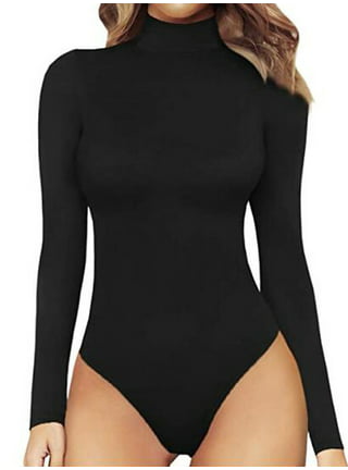 Goth Black Cutout Bodysuit Women Long Sleeve High Neck Leotard Tops Sheer  Mesh Irregular Hollow Out Bodysuit
