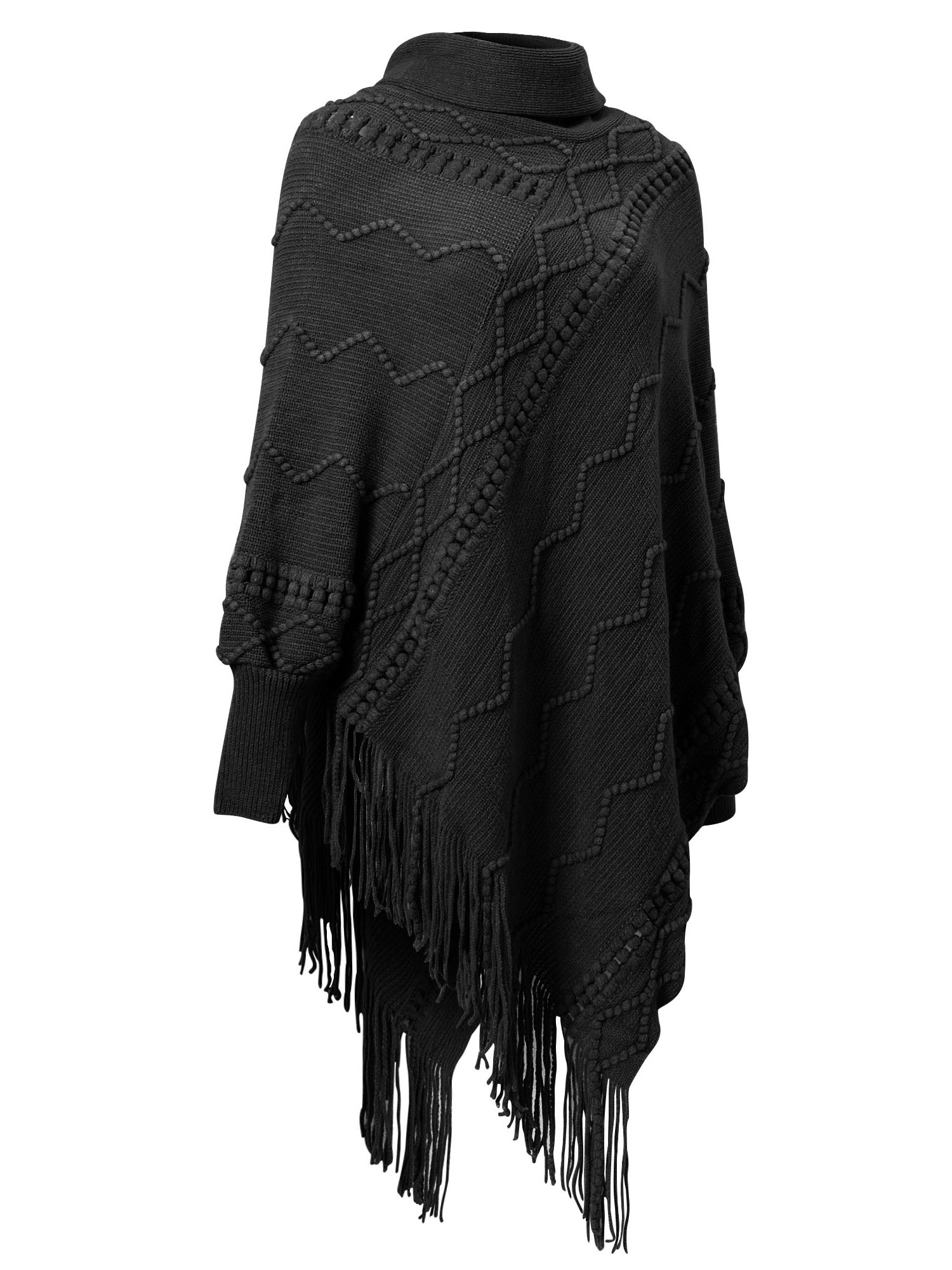 LELINTA Womens Knit Tassel Poncho Cardigan Fringed Pullover Cozy Sweater Wrap Jacket - image 1 of 4