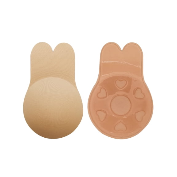 LELINTA Womens Lift Cute Rabbit Strapless Bra Push up Reusable Silicone Women Self Adhesive Sticky Backless Dresses and Wedding Bra Beige/ Black