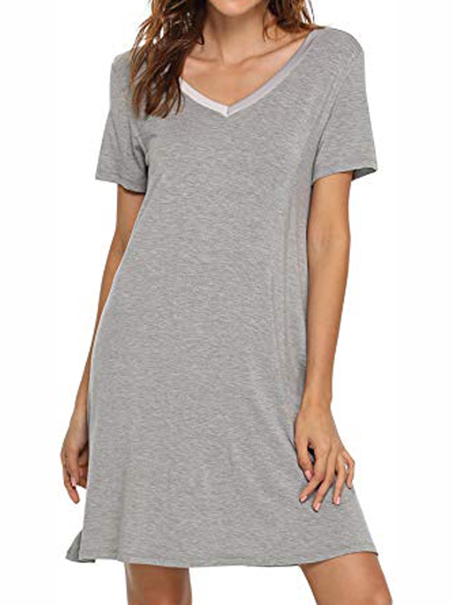 LELINTA Womens Nightgown Sleepwear Cotton Pajamas V Neck Bamboo