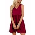 thumbnail image 1 of LELINTA Womens Summer Sleeveless Dress Casual V Neck Sundress Swing Tank Beach Dresses Casual Loose Flowy Swing Shift Dresses, Black/ Green/ Navy Blue/ Wine Red/ Caramel, S-2XL, 1 of 5