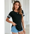 thumbnail image 1 of LELINTA Womens T Shirts Short Sleeve Tunic Tops Loose Crewneck Color Block Casual Tee Shirts Blouses, 1 of 4