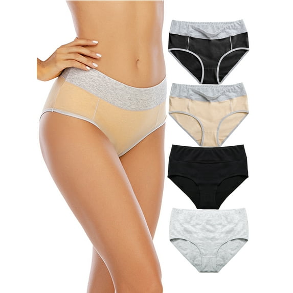LELINTA Womens Underwear 4Pack Cotton Hipster Panties Regular Stretchy Breathable Plus Size Briefs No Muffin Top Micro Full Coverage Underwear