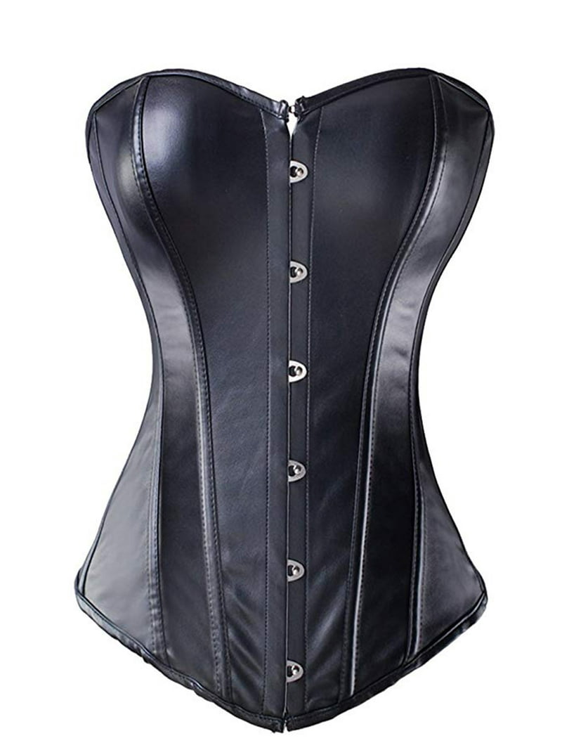 Kelvry Black Waistcoat Underbust Basque Body Shaper Bustier Corset Plus Size 6-24 - Camis