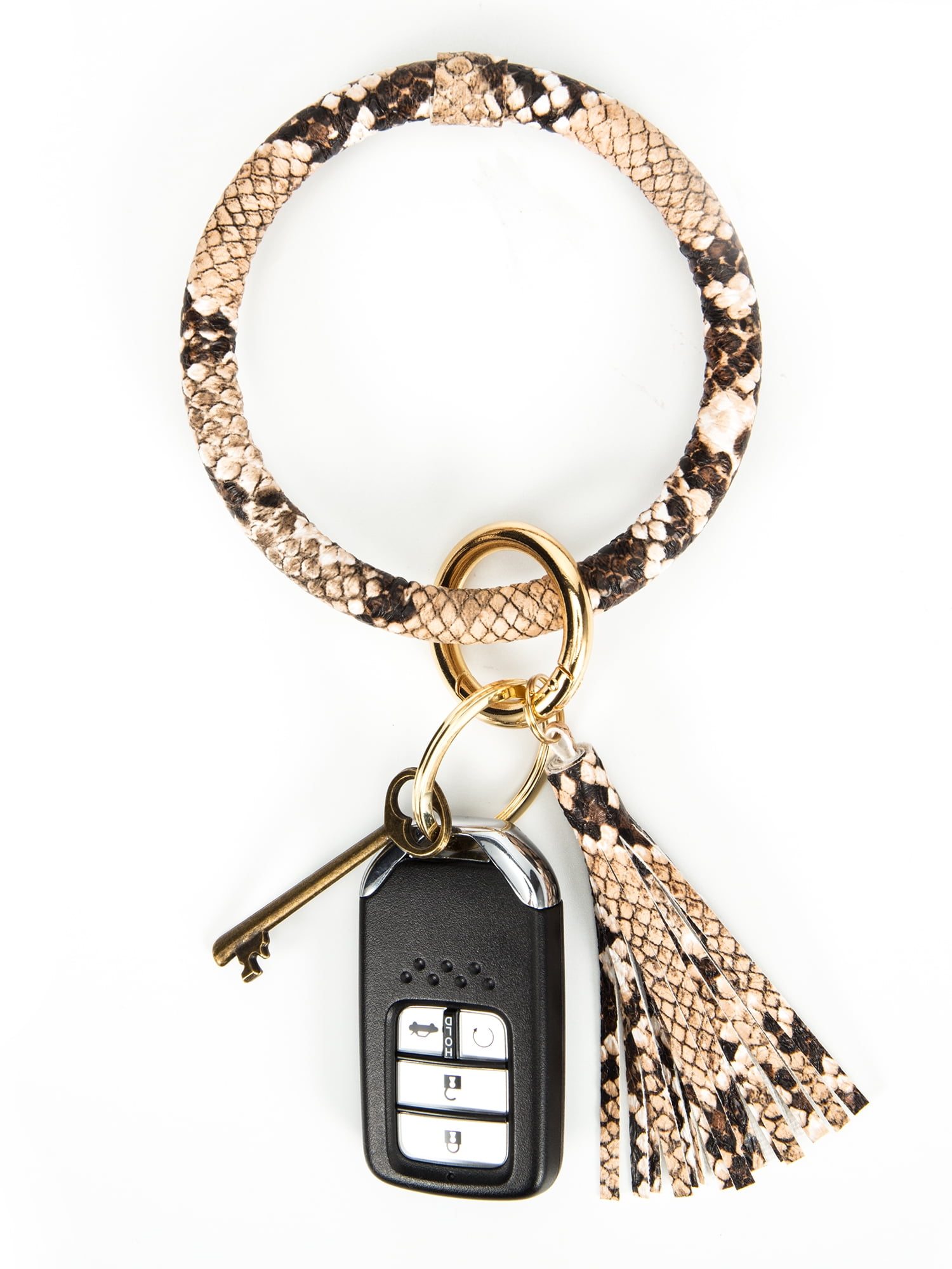 LELINTA Tassel Ring Circle Key Ring Keychain-Wristlet Leather Bracelet Key  Ring Bangle Keyring for Women Girls 