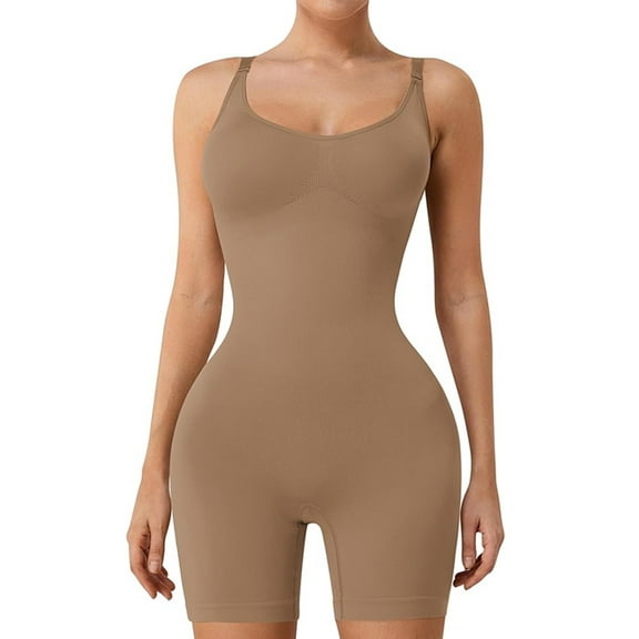 LELINTAWomen's Shaping Mid-Thigh Bodysuit Tummy Control Shapewear Seamless Sculpting Body Shaper
