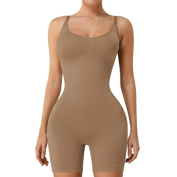 LELINTAWomen's Shaping Mid-Thigh Bodysuit Tummy Control Shapewear Seamless Sculpting Body Shaper