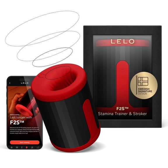 LELO F2S Stroker For Men And Stamina Trainer App Connected With 14 Pleasure Settings, Red