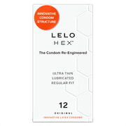 LELO HEX Original Ultra Thin Condoms for Men, 12 Pack, Latex with Hexagonal Structure