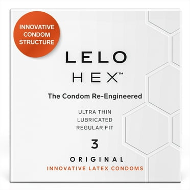 LELO HEX Original Ultra Thin Condoms for Men, 3 Pack, Latex with Hexagonal Structure