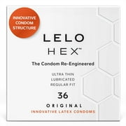 LELO HEX Original Ultra Thin Condoms for Men, 36 Pack, Latex with Hexagonal Structure