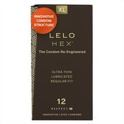 LELO HEX Respect XL 12 Pack Thin Latex Large Condoms for Enhanced Strength and Comfort