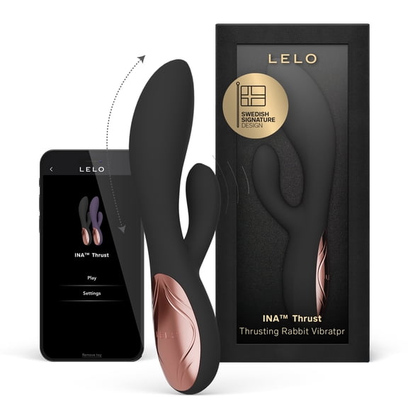 LELO INA Thrust, Bluetooth Women's Rabbit Vibrator, Soft Thrusting Vibrator, Smooth, Black