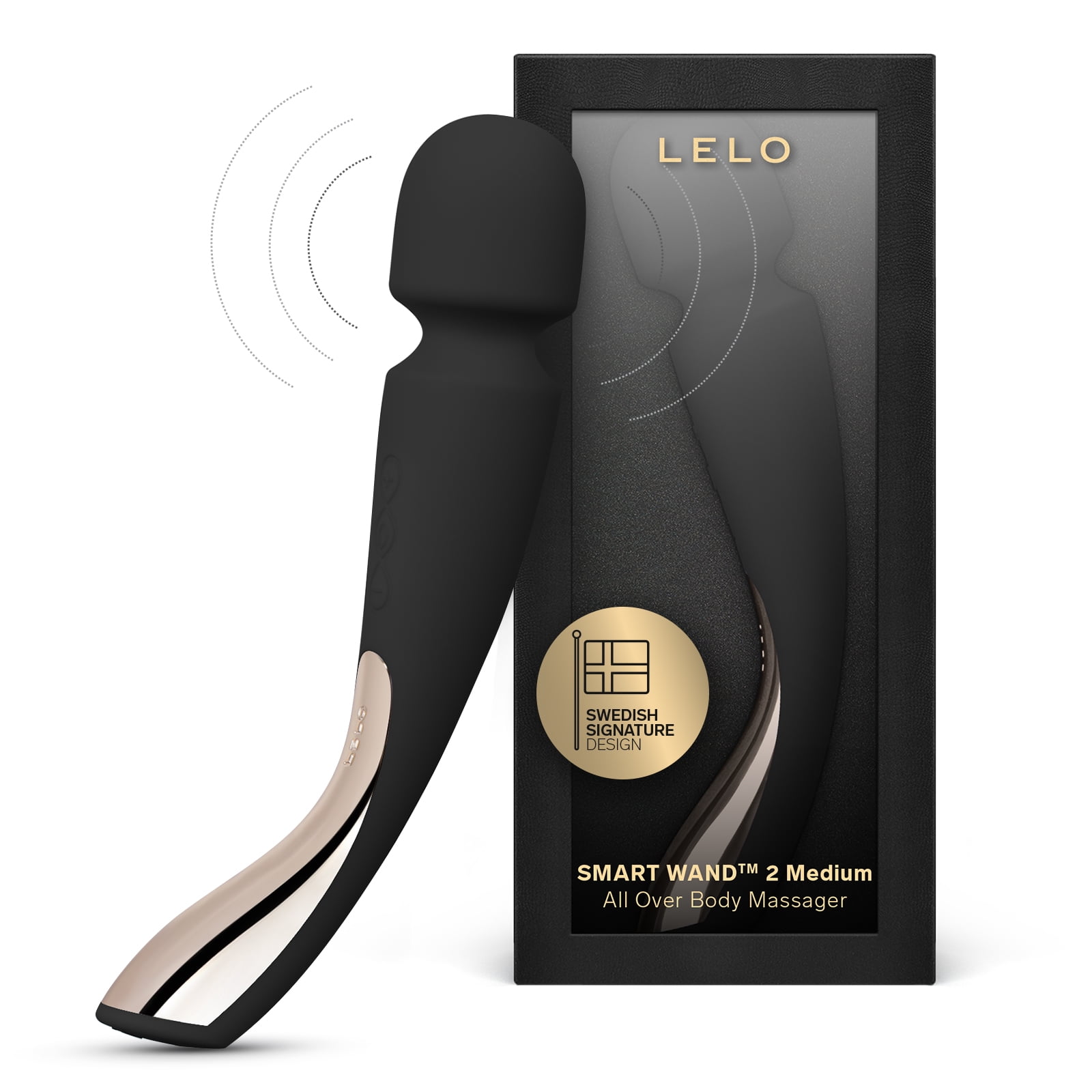 LELO SMART WAND 2 Medium Vibrating Wand Massager With 10 Pleasure Settings, Black