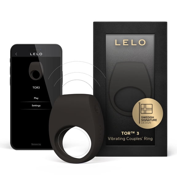 LELO TOR 3 Vibrating Penis Ring for Couples App Controlled Handsfree Waterproof, Black