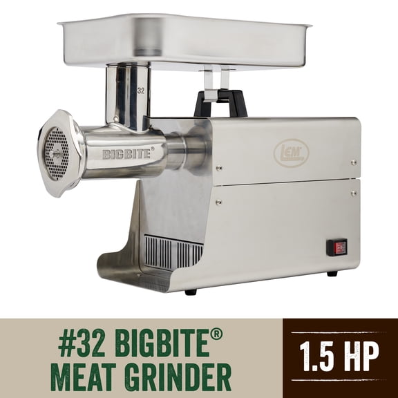 LEM Products BigBite #32 Electric Meat Grinder, 1.5 HP Stainless Steel Machine