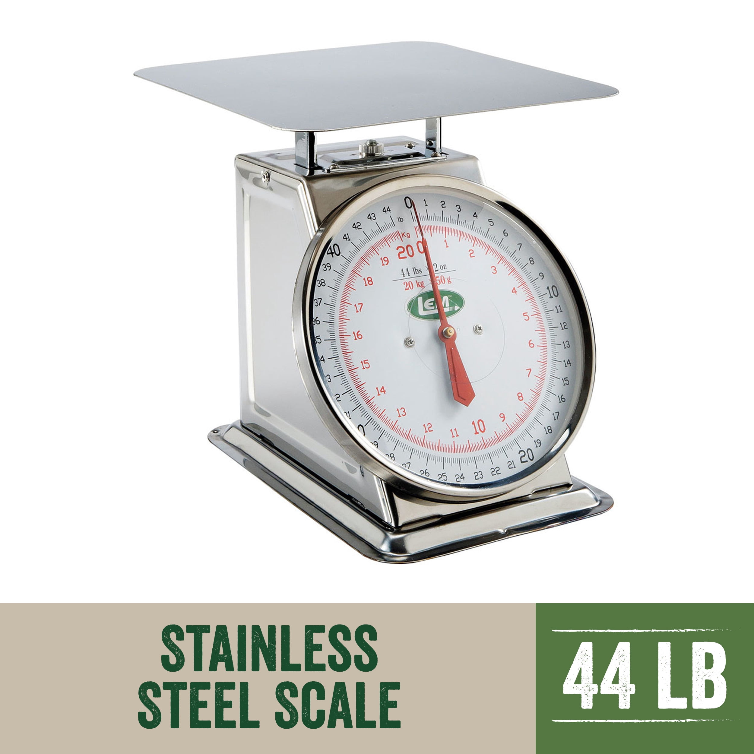 LEM Products 44 lb Stainless Steel Mechanical Kitchen Scale, 8" Dial