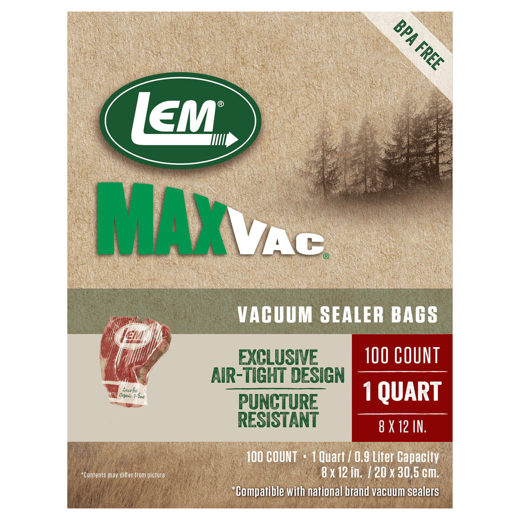 LEM MaxVac Quart Vacuum Bag 8" X 12" 100 Count