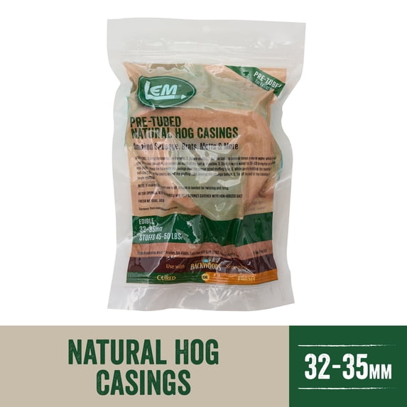 LEM Products Natural Hog Sausage Casings 32-35mm, Stuffs 30 Pounds