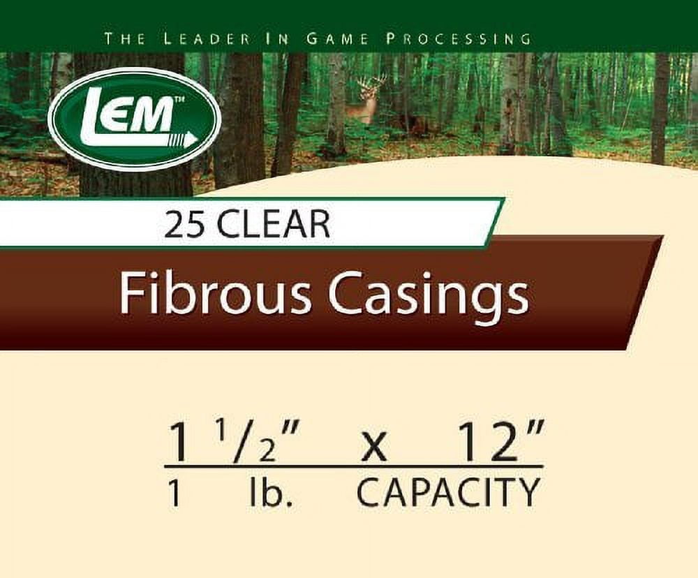 LEM Products Clear Fibrous Casings, 1 ½ Inches x 12 Inches, NonEdible Sausage Casings, Stuffs