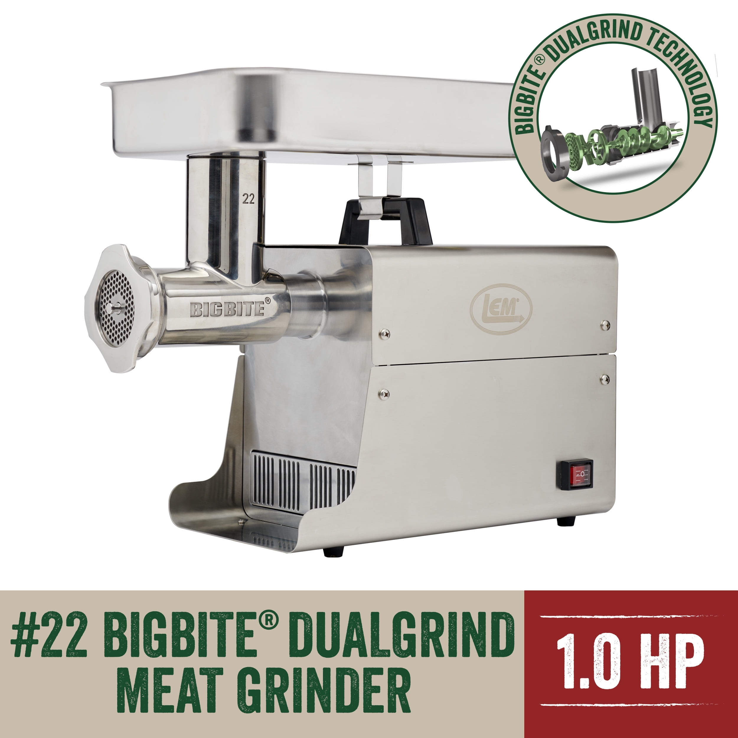 Free Shipping! LEM Products Dual Grind #22 Big Bite 1HP Meat