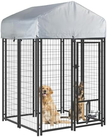 LEMBERI 4x4x6 FT Outdoor Dog Kennel for Large Dogs, Heavy Duty Welded ...