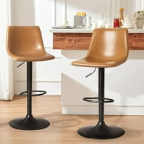 LEMBERI Bar Stools Set of 2, Modern Swivel Barstools Counter Height with Backrest, Faux Leather Upholstered Bar Chairs for Kitchen Island, Whisky