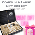 thumbnail image 1 of LEMENS 24 Piece - Silverware Stainless Steel Premium Cutlery Gift Box Set Service for 6, Luxury Design Flatware, Beautiful and Elegant Mirror Polished Dinnerware Utensils (Style A), 1 of 5