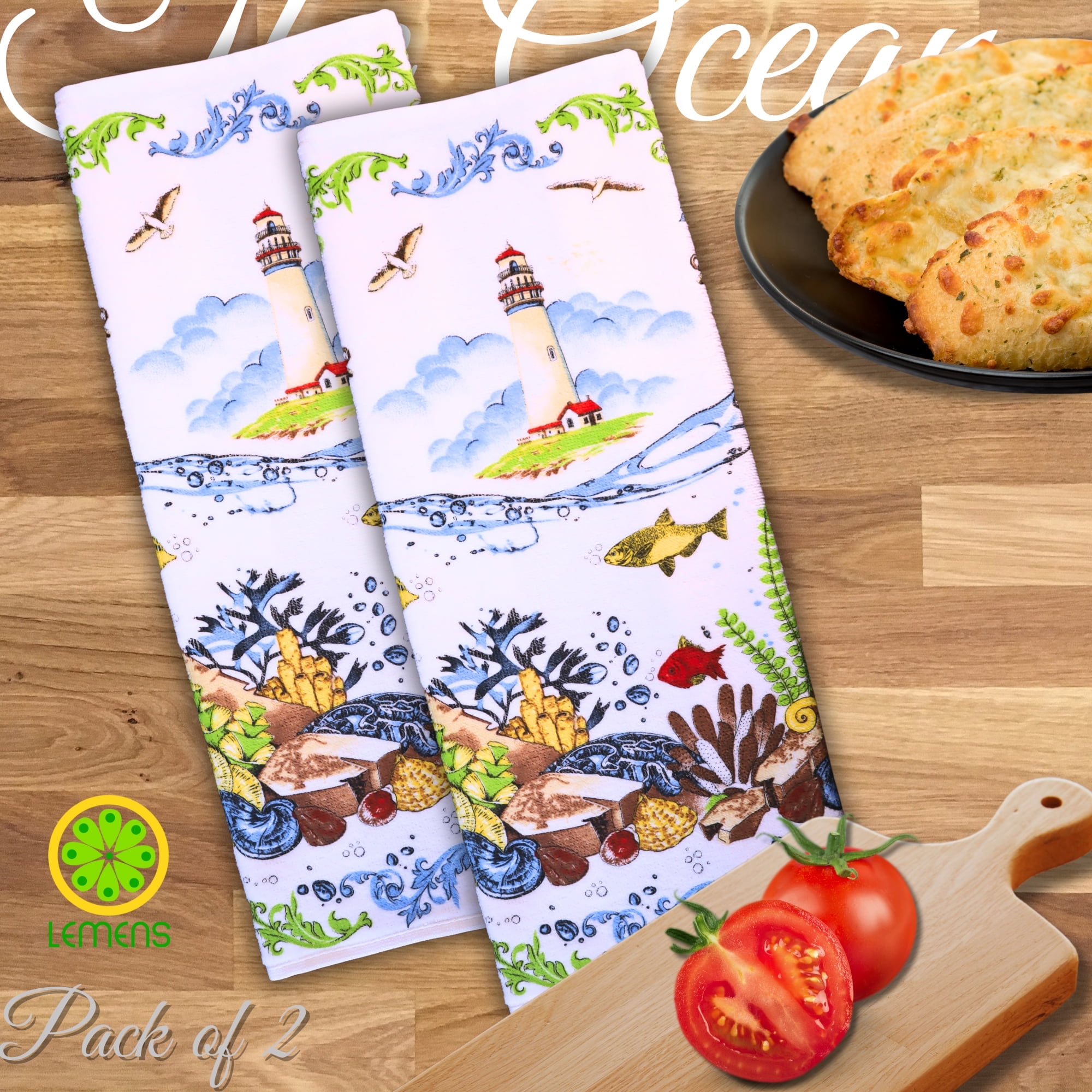 LEMENS Decorative Kitchen Tea/Dish Towel, Pack of 2, Highly Absorbent