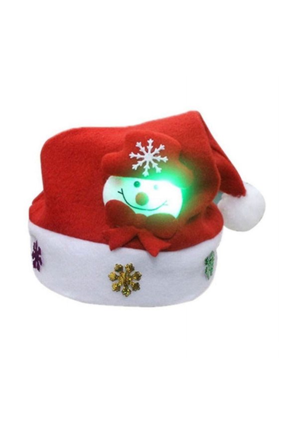 Christmas Red Hat for Adult and Kids LED Caps for Christmas