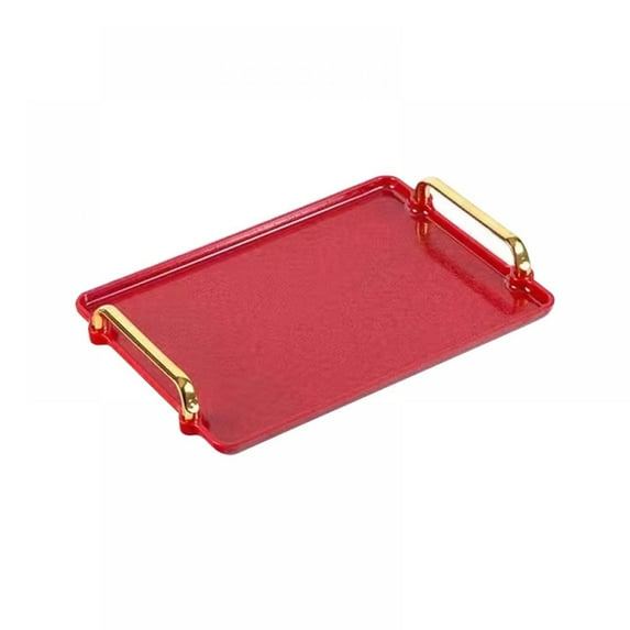 LEMETOW Plastic Tray with Handles, Multi-Purpose Rectangular Non-Slip Restaurant Serving Trays for Parties, Coffee Table, Kitchen