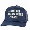 thumbnail image 1 of LEMME GET 1 MILLION Hat, Embroidered Adjustable Cap with Playful Humor Design, Trendy Headwear for Parties Festivals and Casual Outfits, 1 of 5