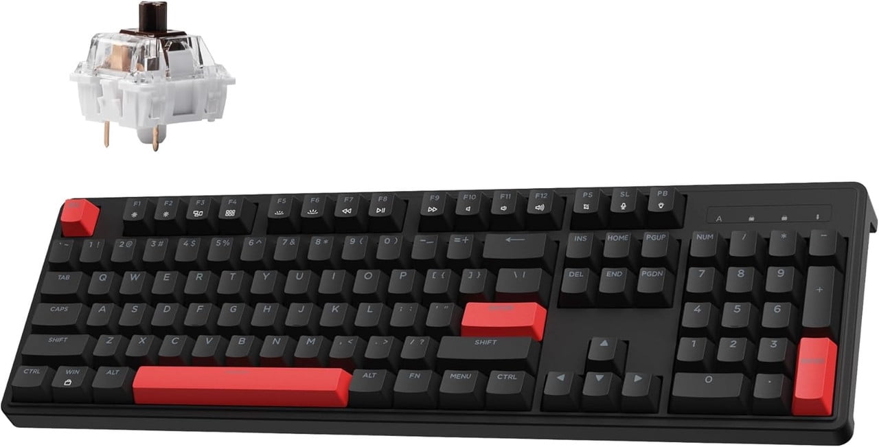 LEMOKEY X3 Wired Mechanical Gaming Keyboard, 100% Layout with QMK/VIA Programmable Keyboard, Brown Switch，Red Backlit for Windows