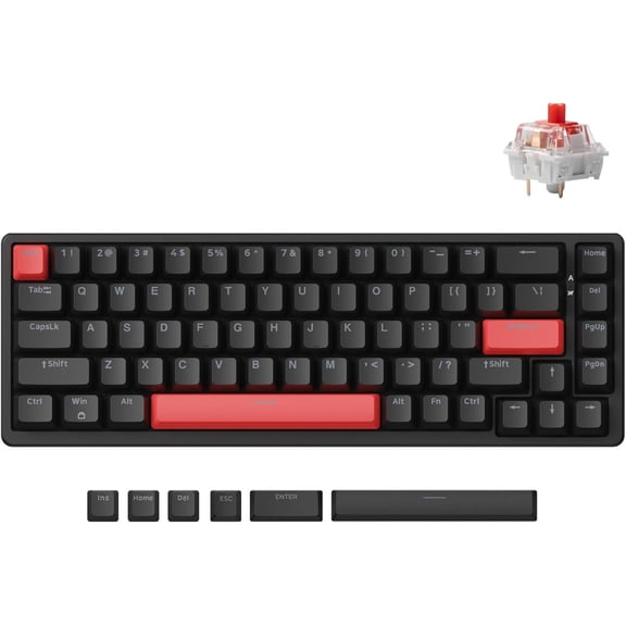 LEMOKEY X6 Wired Mechanical Keyboard, QMK Programmable 65% Layout with Pre-Lubed Linear Switch, North-Facing Red Backlit N-Key Rollover Compatible with Windows