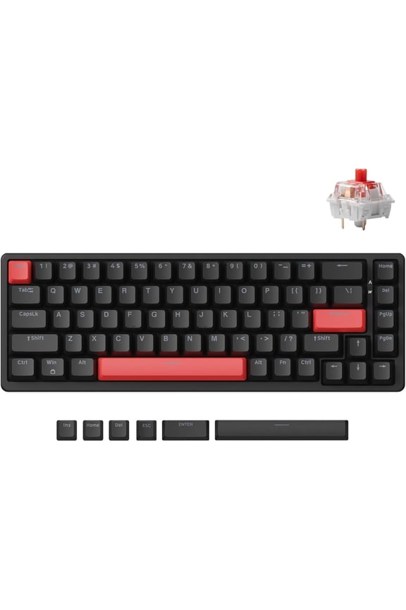 X6 Wired Mechanical Keyboard, QMK Programmable 65% Layout with Pre-Lubed Linear Switch, North-Facing Red Backlit N-Key Rollover Compatible with Windows