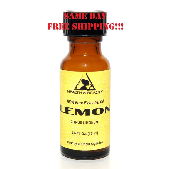LEMON ESSENTIAL OIL AROMATHERAPY 100% PURE NATURAL GLASS BOTTLE 0.5 OZ, 15 ml