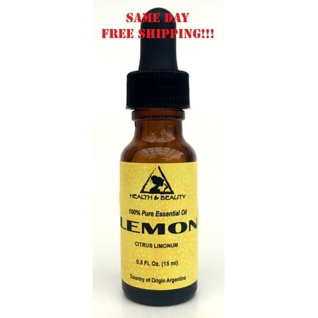 LEMON ESSENTIAL OIL AROMATHERAPY 100% PURE NATURAL GLASS DROPPER 0.5 OZ, 15 ml