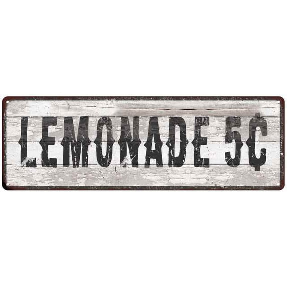 LEMONADE 5¢ Ship Lap Look Country Chic 6x18 Metal Sign Wall Decor 206180044121