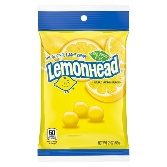 Lemonhead Hard Lemon Candy, Refreshingly Citrus, Peg Bag, 2.08 oz