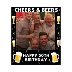 LEMONSODA Cheers Beers 50th Birthday Party Photo Frame Prop, 35 X 30 inches