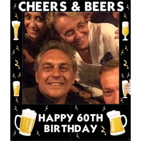 LEMONSODA Cheers Beers 60th Birthday Party Photo Frame Prop, 35 X 30 inches