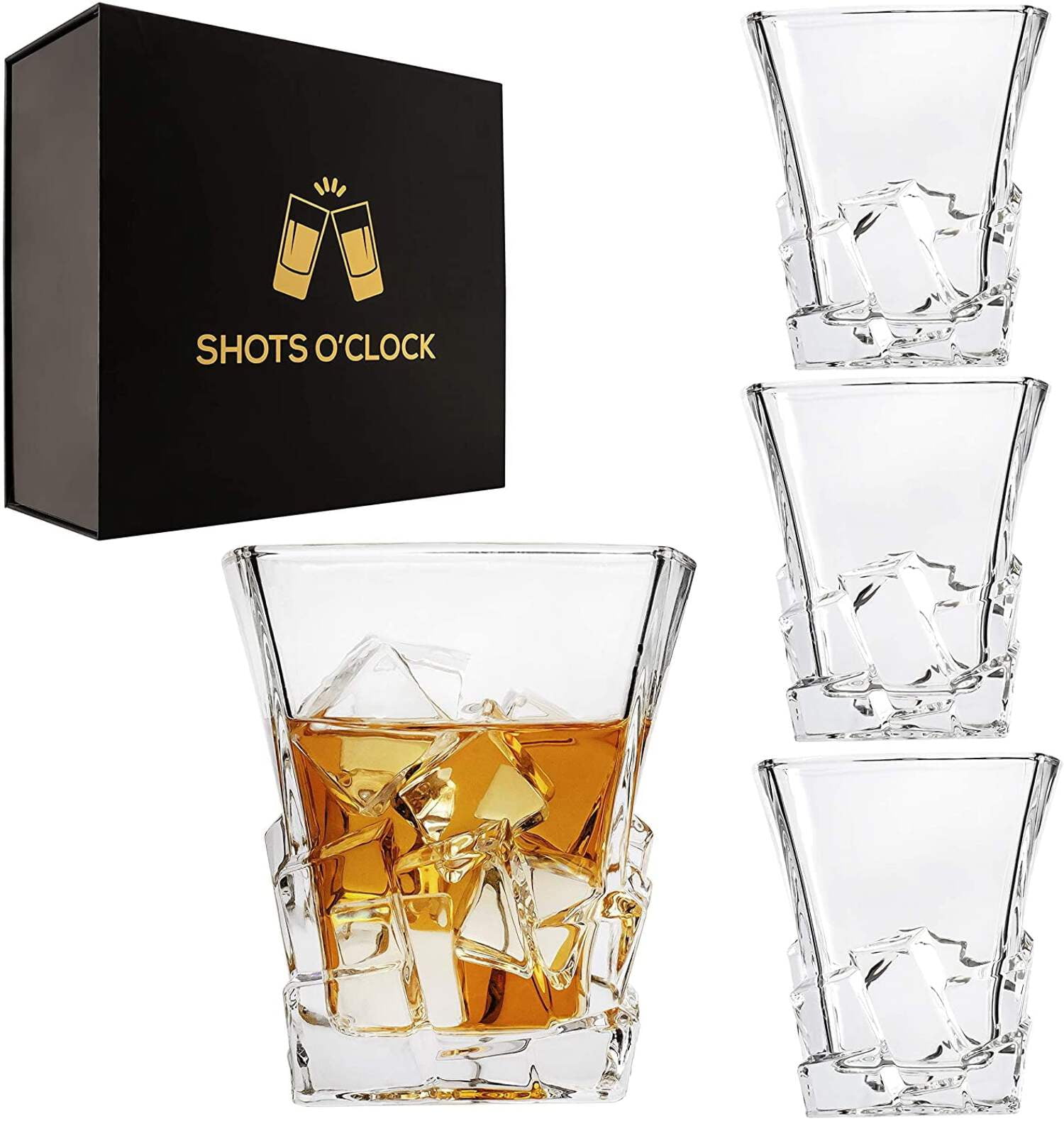 Crystal Clear Gold Heavy Base Whiskey Tumbler Set of 4