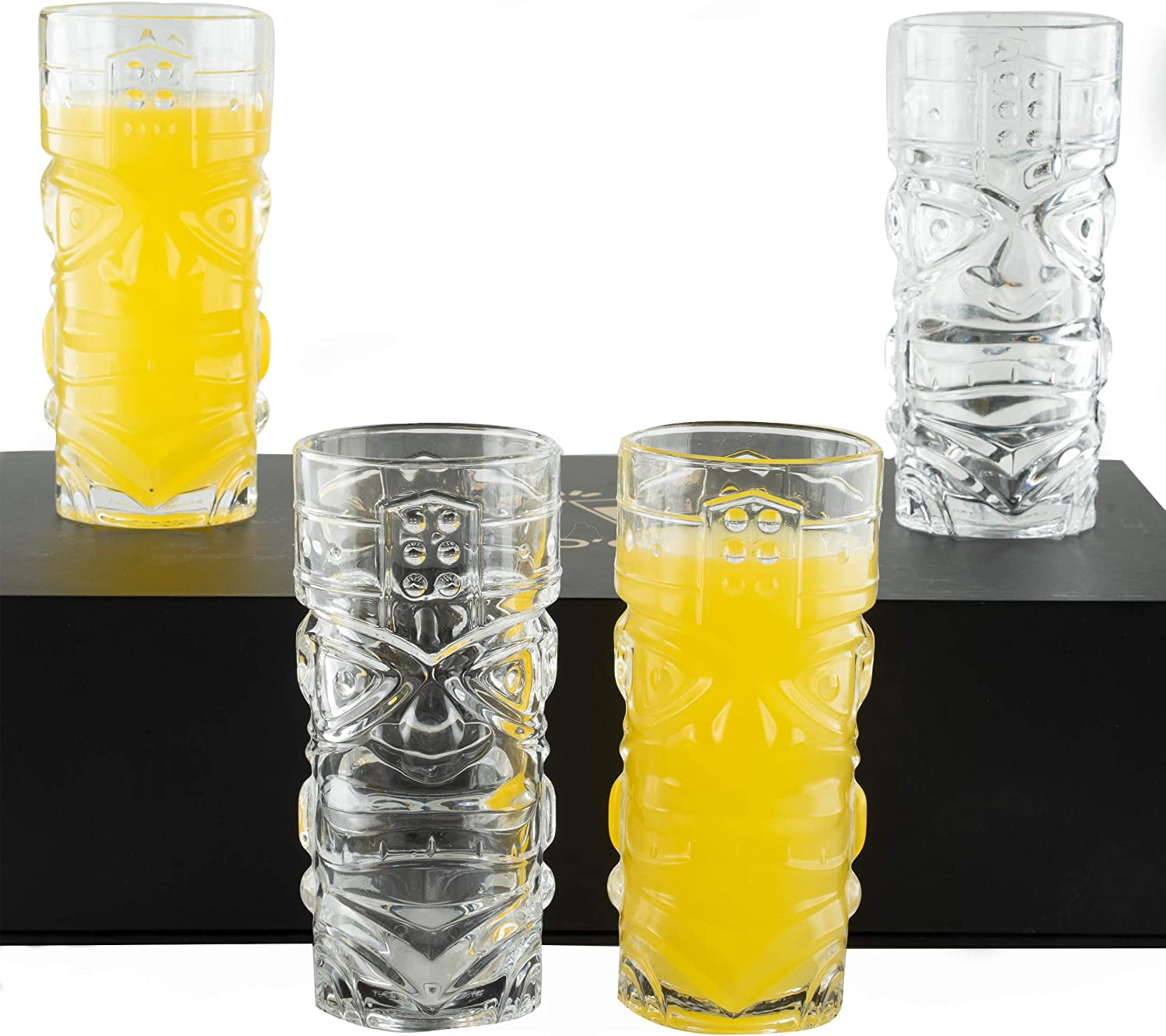 LEMONSODA Clear Tiki Glasses, Set of 4450 ML Perfect for Exotic