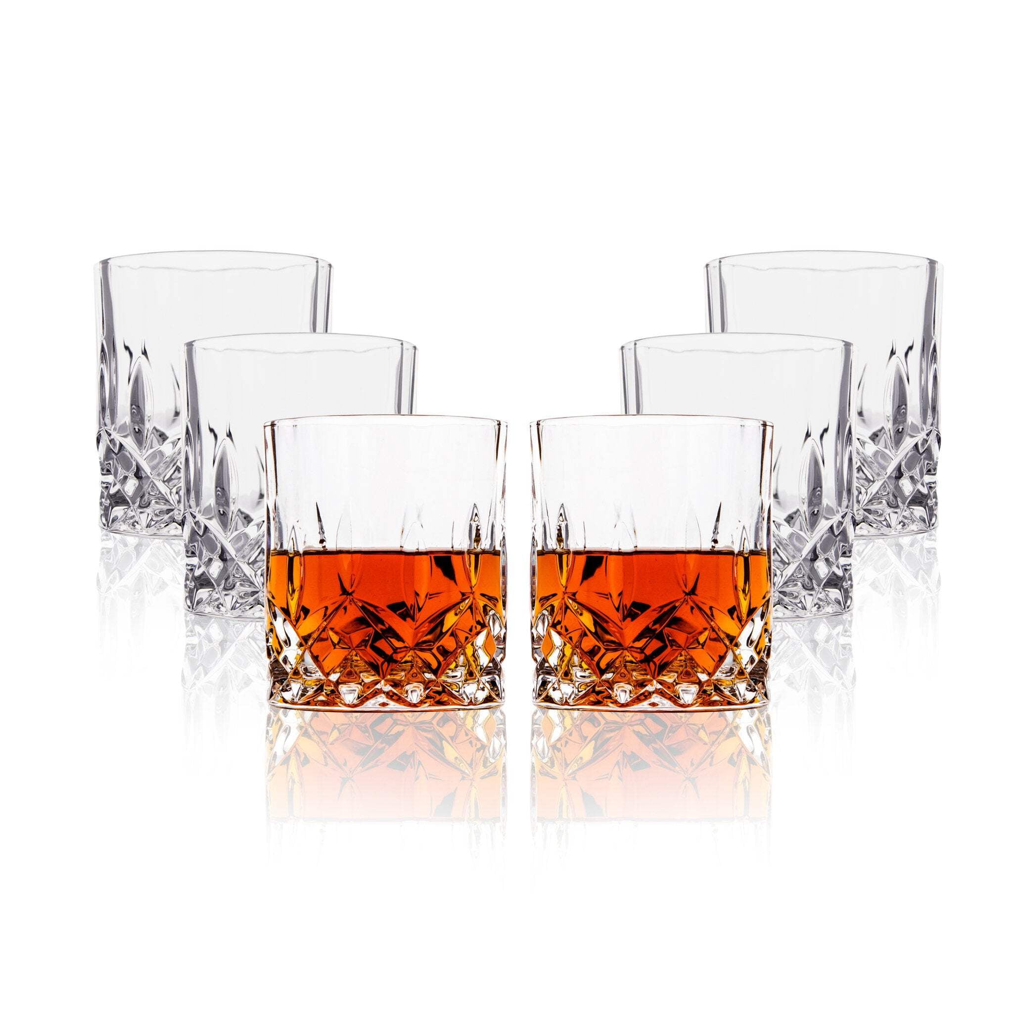 Lemonsoda Crystal Cut 10oz Old Fashioned Whiskey Glasses Set of 6