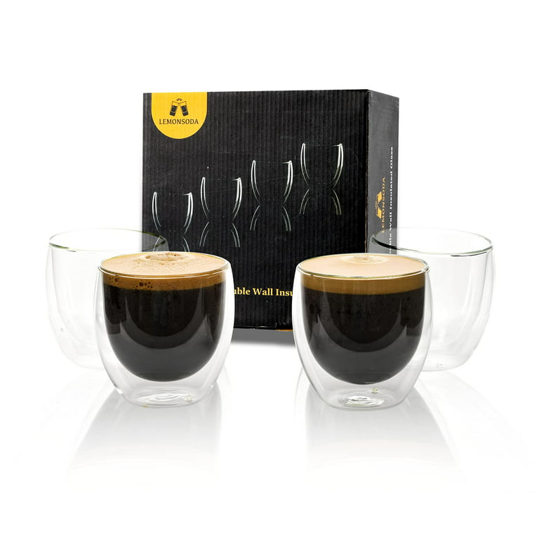 Coffee or Tea Glass Mugs Drinking Glasses Set of Double Walled