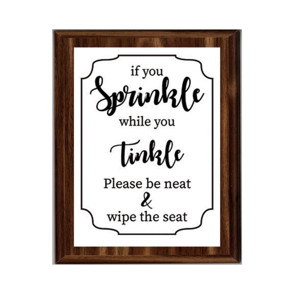 LEMONSODA Engraving Bathroom Plaques (Sprinkle  Tinkle, White)