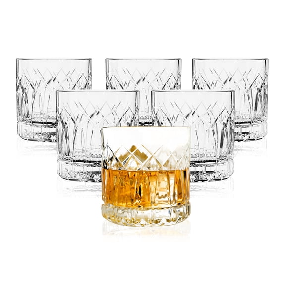 LEMONSODA Premium Double Rocks Whiskey Glasses - Set of 6 Cocktail Glasses - 12oz